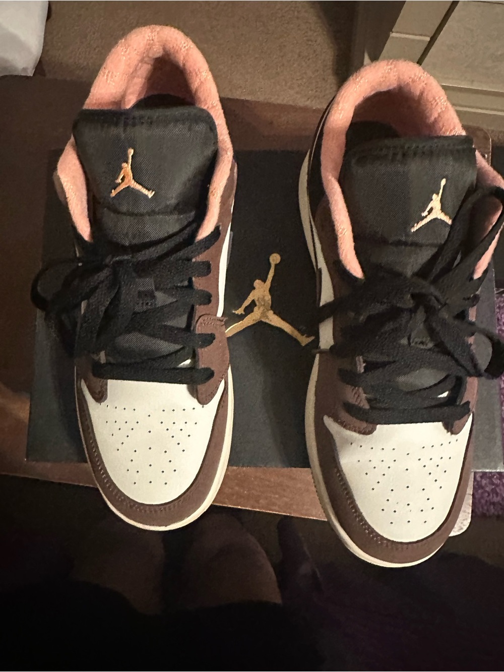 Jordan Men's Low-Top Sneakers in Brown, Black & Pink